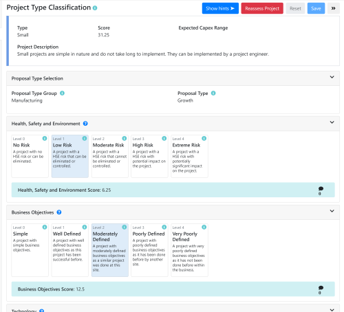 Project type classification for successful project management 